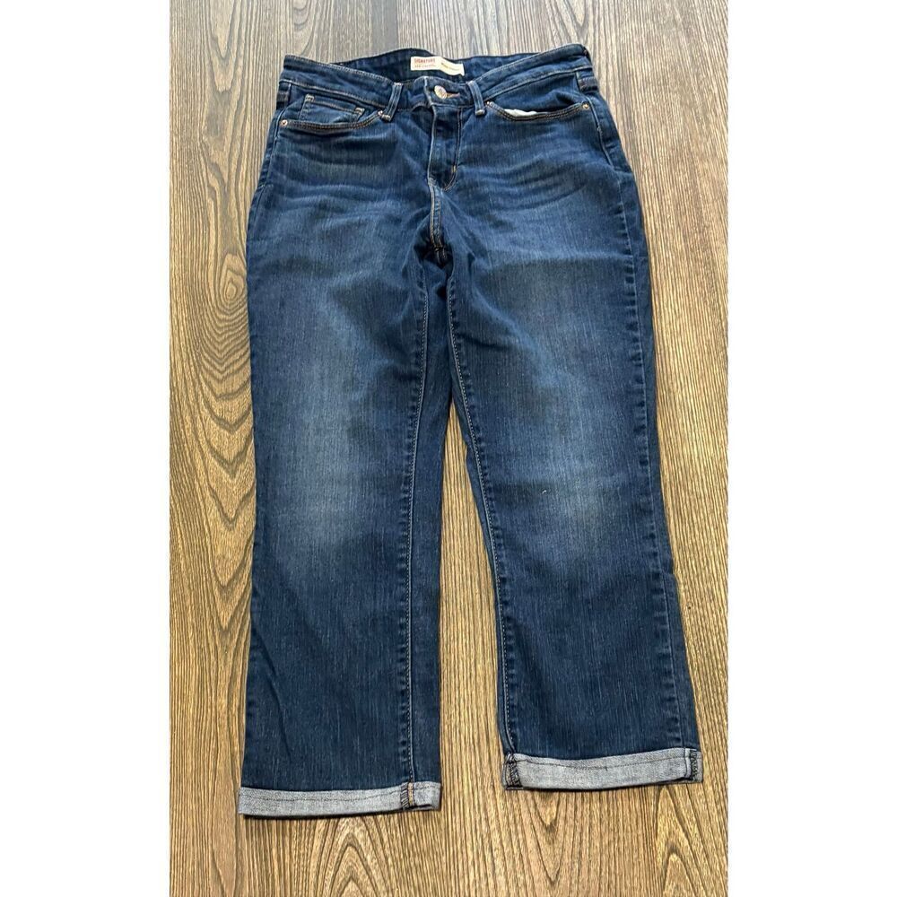 Levi’s Signature Womens Mid Rise Straight Leg Jeans Medium Wash Blue Size 27x32